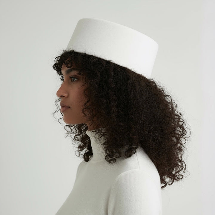 White Wool Pillbox Hat