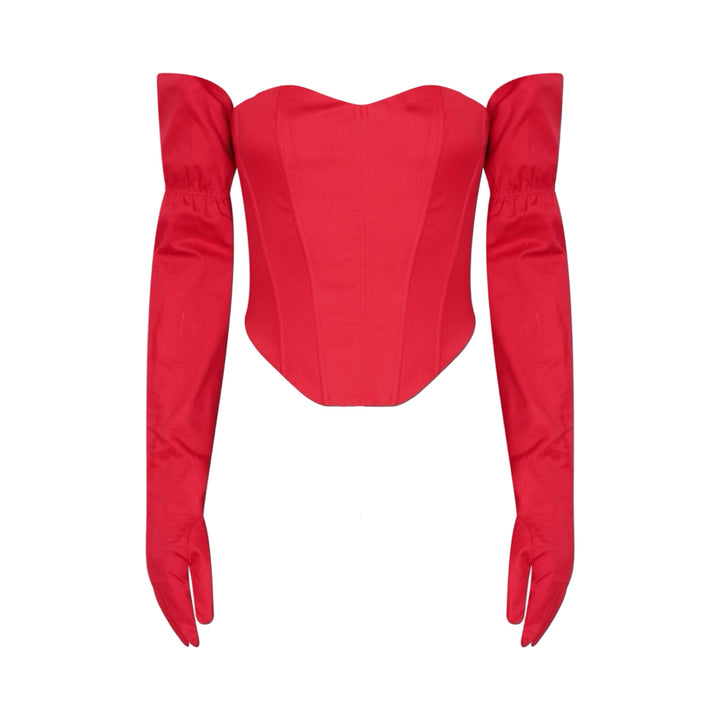 Red Sweetheart Corset With Long Gloves