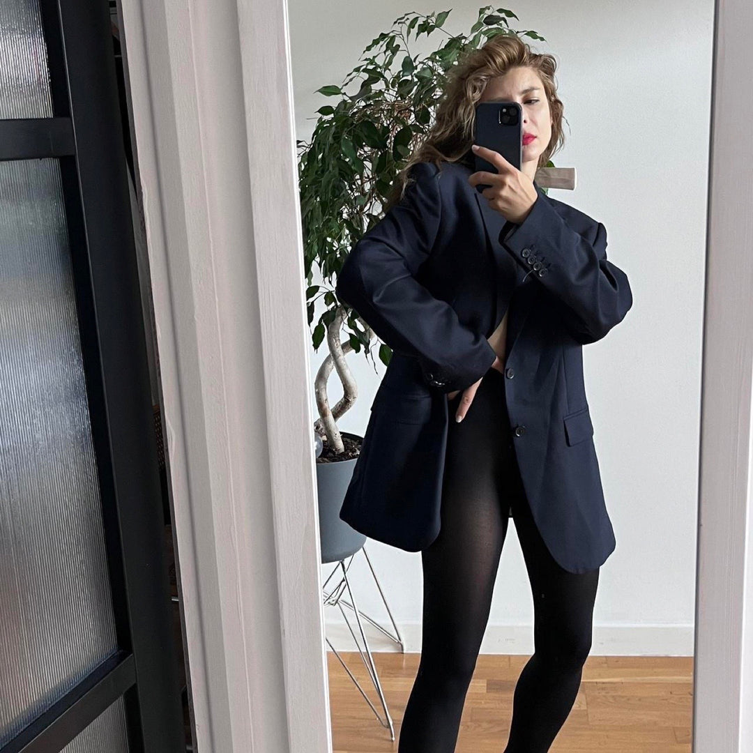 Reworked Blazer With White Pleated Back Appliqué