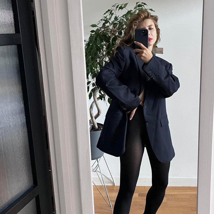 Reworked Blazer With White Pleated Back Appliqué