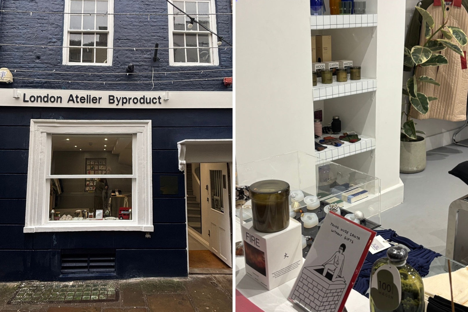 The London Atelier Byproduct storefront and shop interior at 14 Paved Court, Richmond