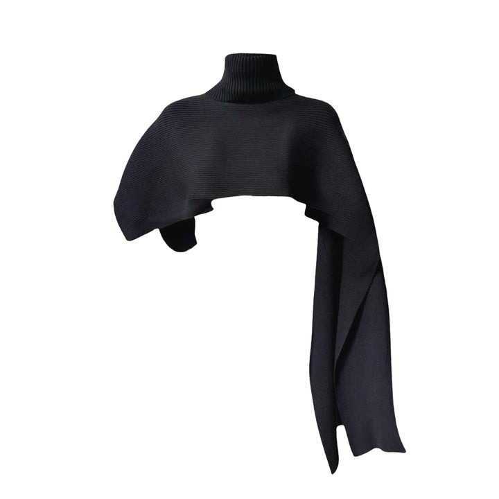 Black Knit Turtleneck Shawl