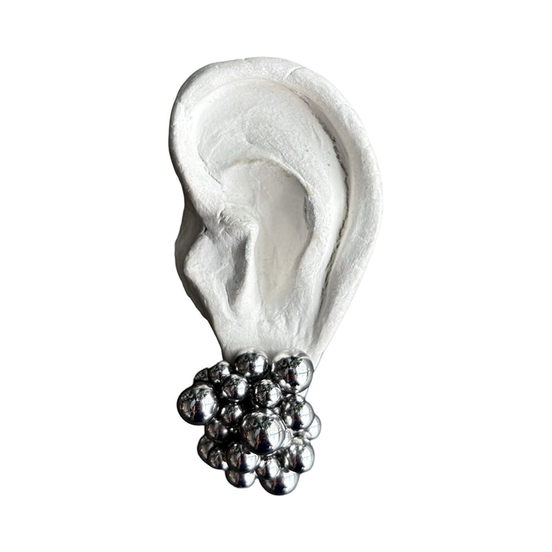 Silver Geometric Ball Cluster Earrings