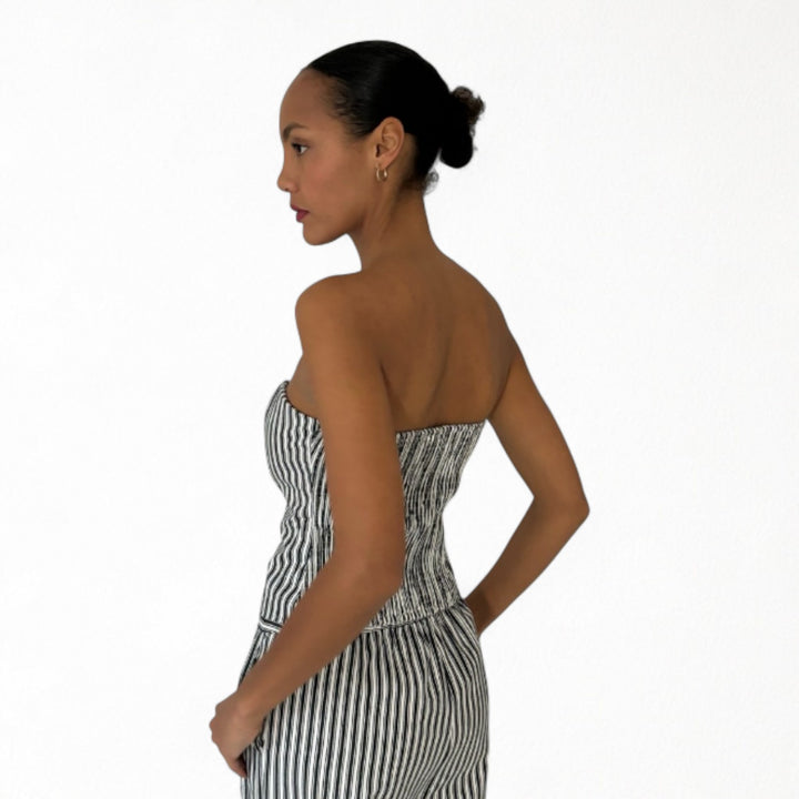Black White Striped Strapless Corset