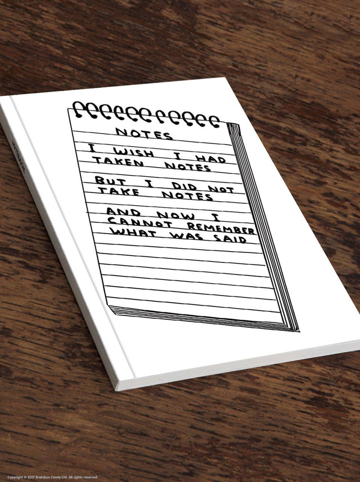 Funny Gift - David Shrigley A5 Notebook Wish I'd Taken Notes