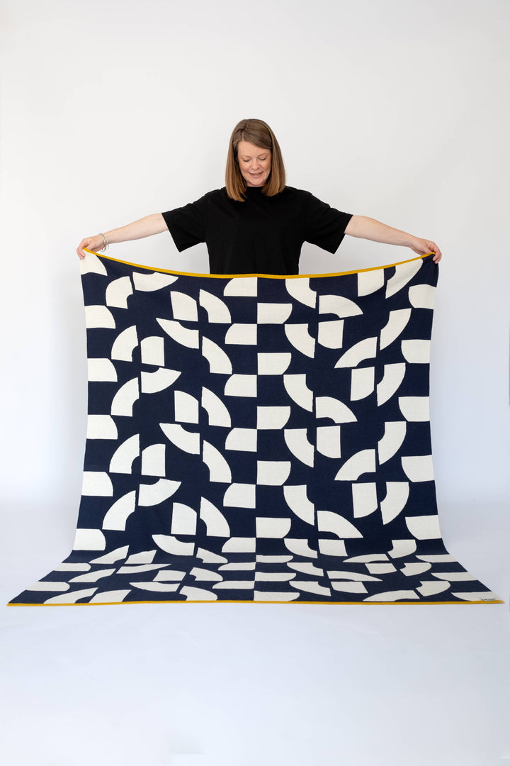 Cotton Knit Throw Blanket: Deko Navy