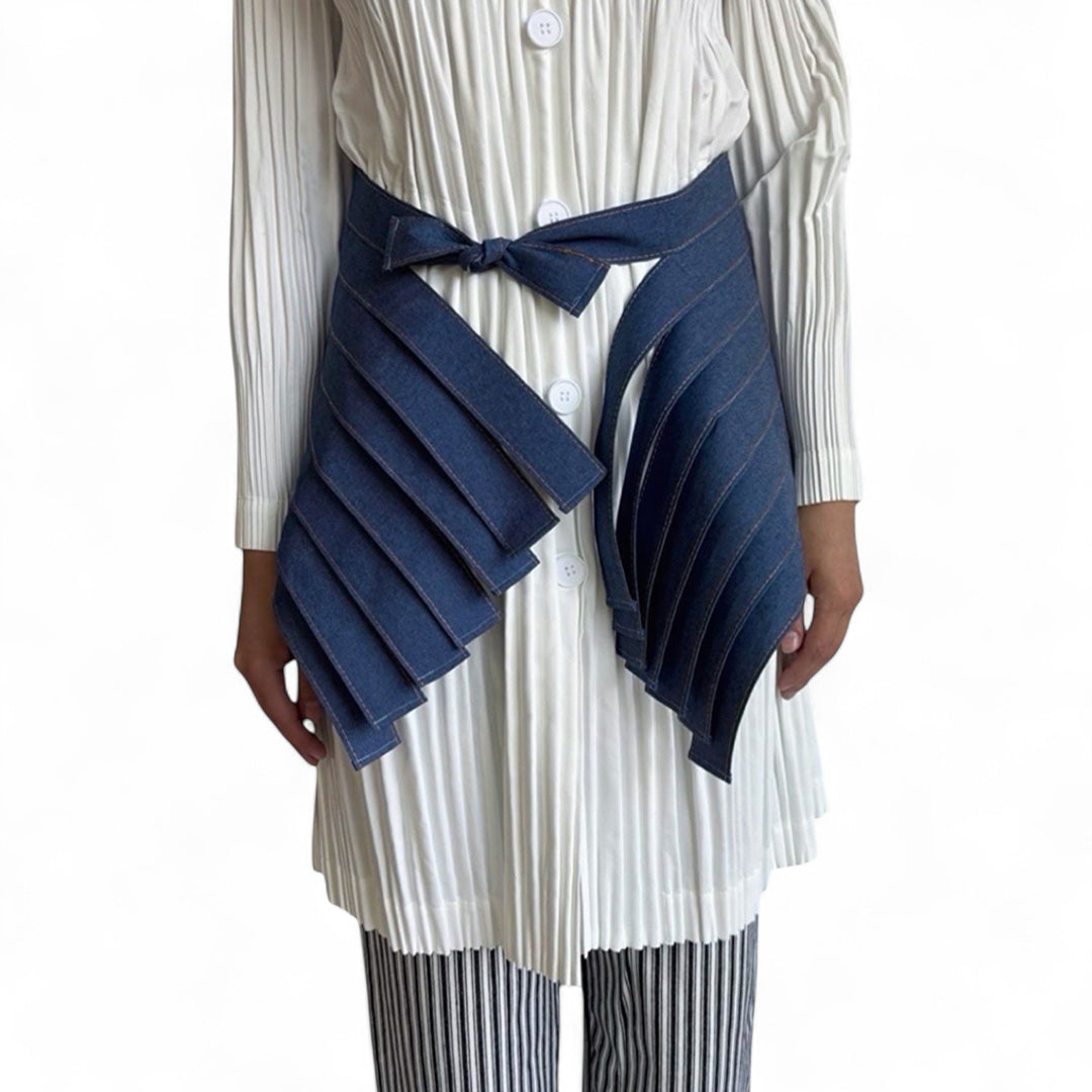 Denim multi-wear ribbon strapless top or apron