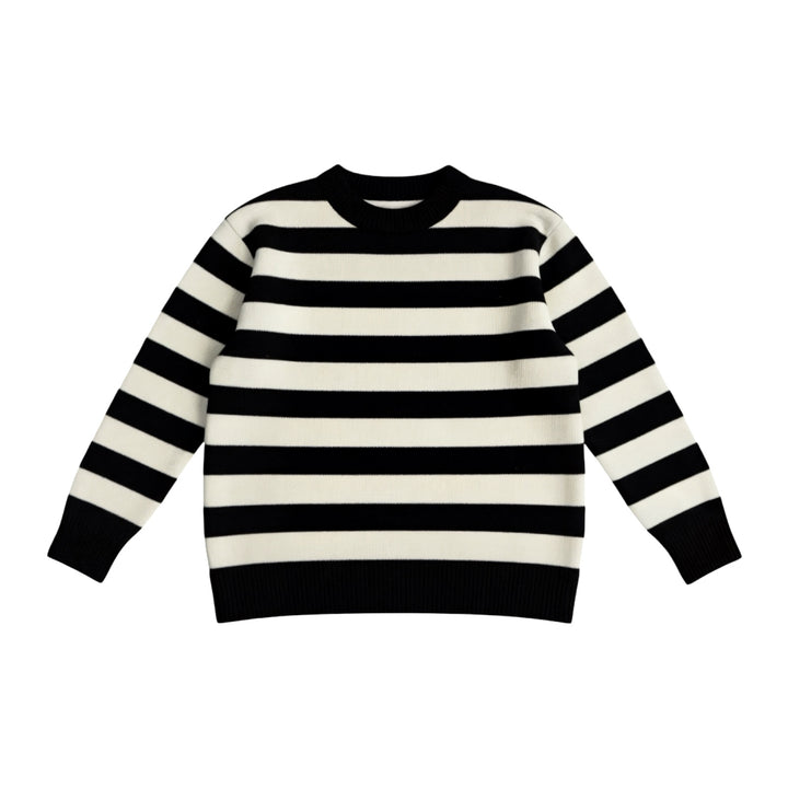 Black White Wide Striped Knitted Jumper