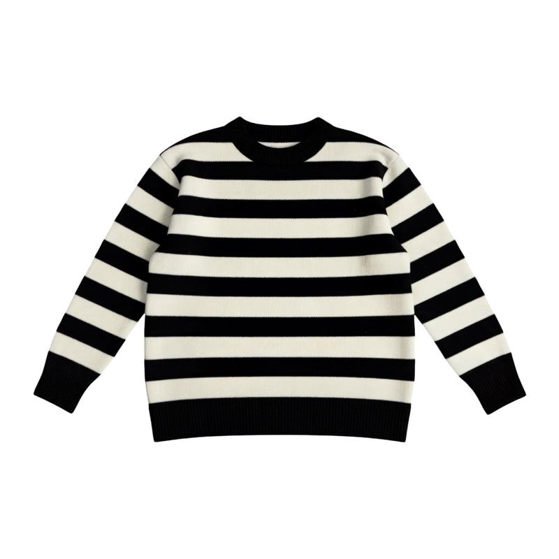 Black White Wide Striped Knitted Jumper