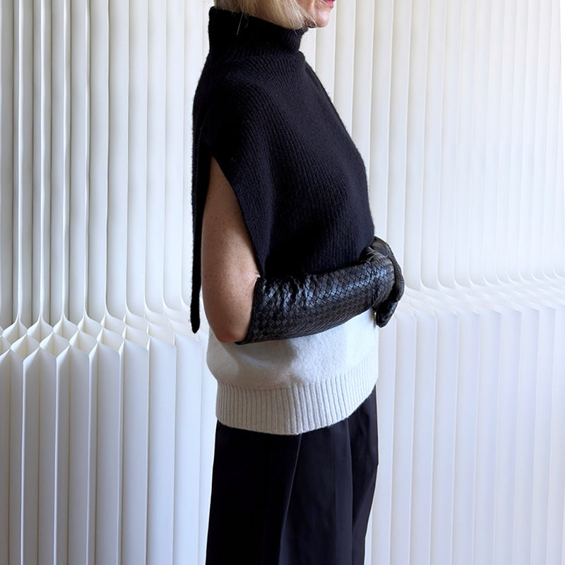 Black Wool High Neck Cape Shawl