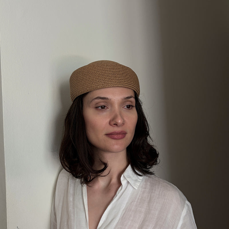 Natural Straw Pillbox Hat
