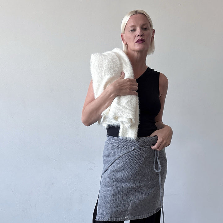 Grey Wrap Knitted Apron Skirt
