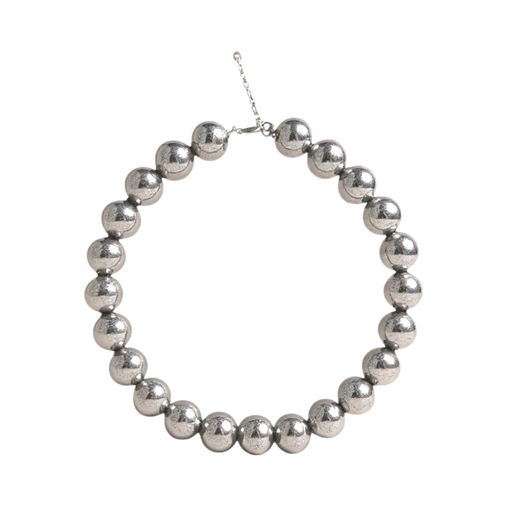 Silver string beaded necklace