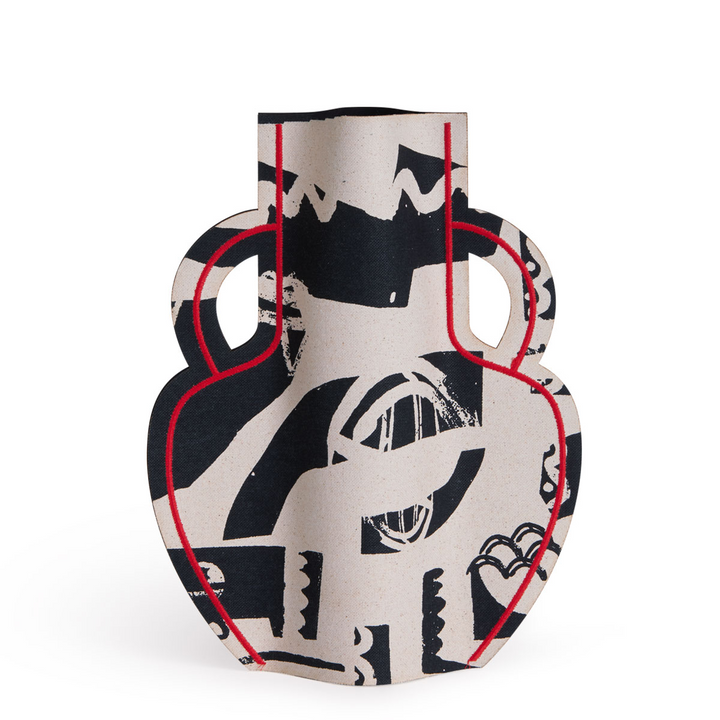 Milos Amphora Large Vase Black Red - by M2P