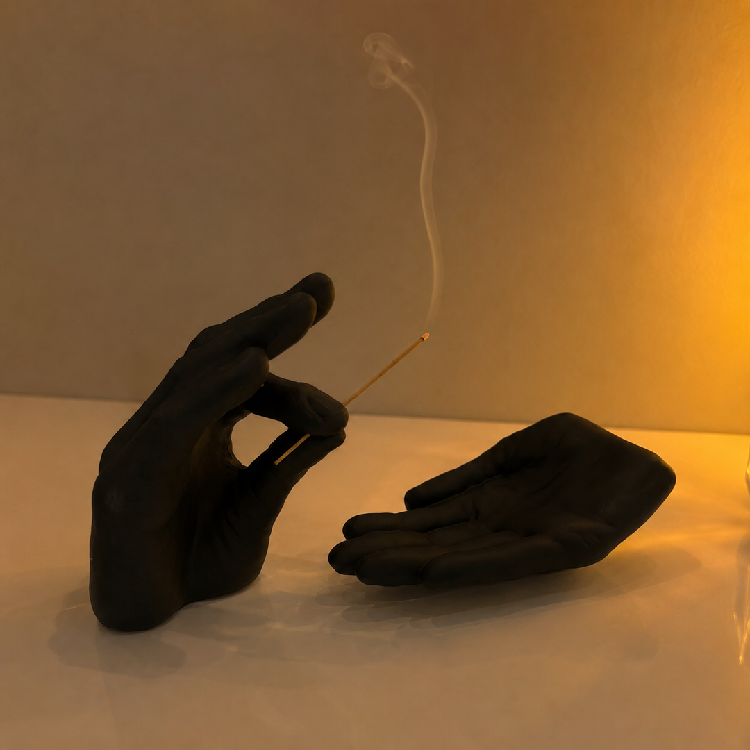 Black Handheld Incense Holder Set