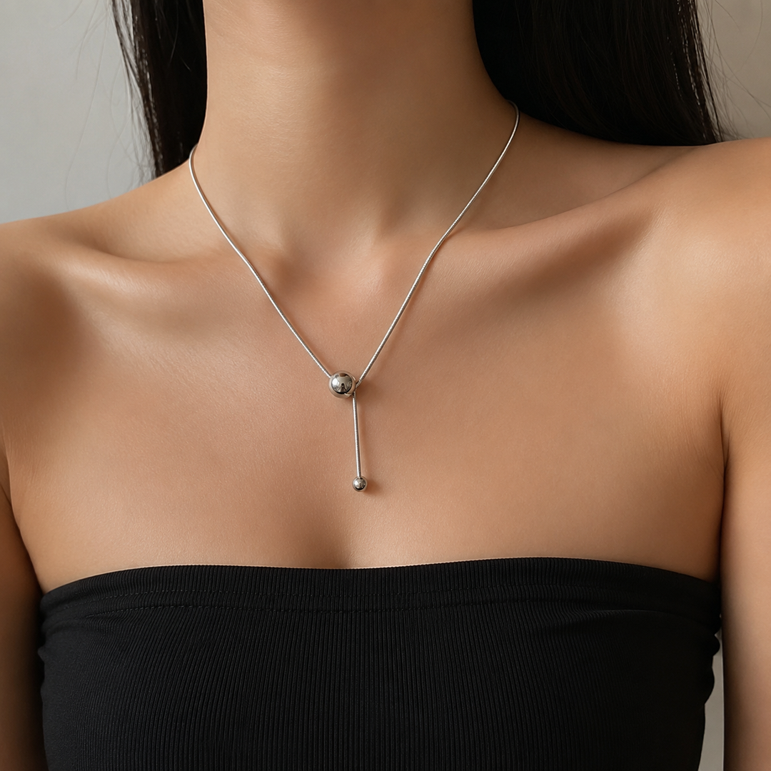 Silver Ball Pendant Necklace