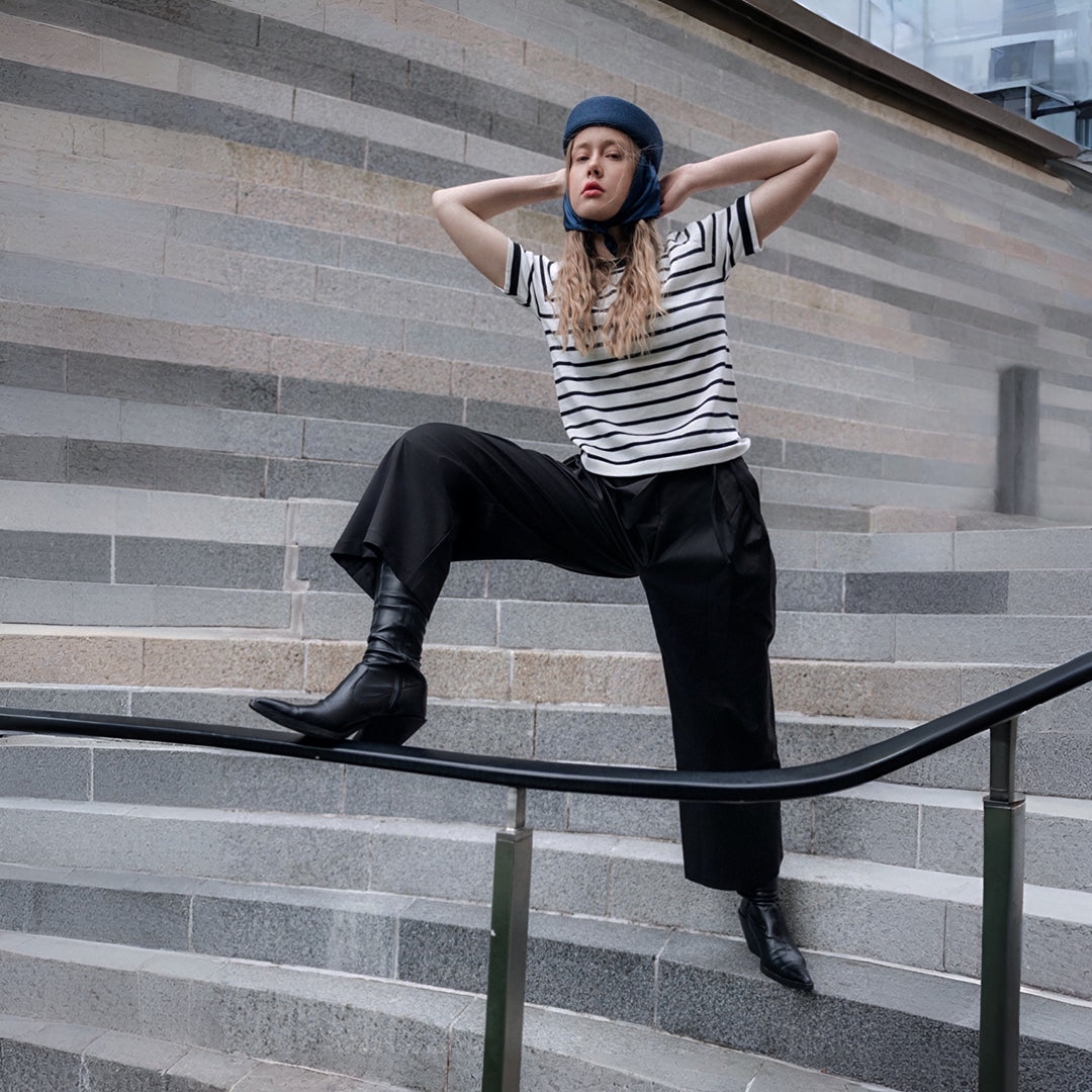 Navy Straw Pillbox Hat