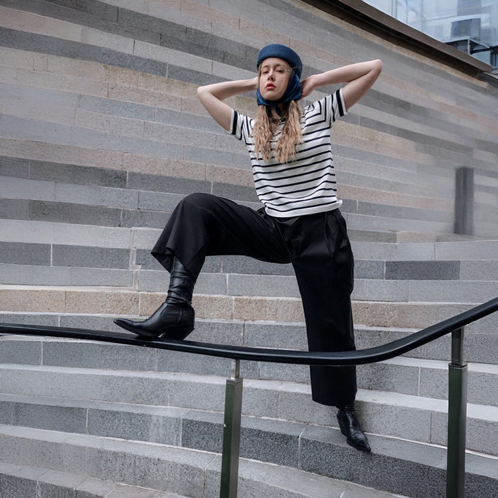 Navy Straw Pillbox Hat