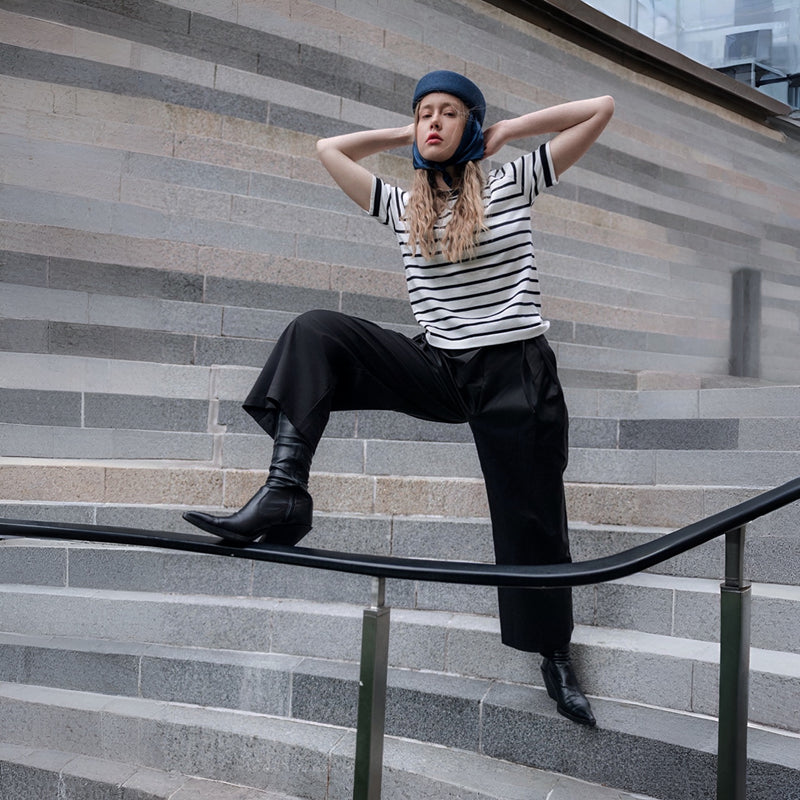 Navy Straw Pillbox Hat