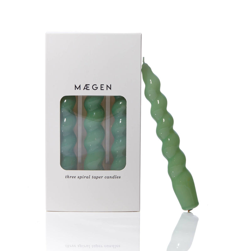 MÆGEN Spiral Taper Candles Three Pack In Sage