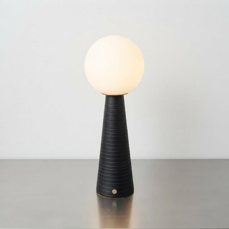 Ribbed Deco Cone Charcoal Rechargeable Touch Lamp