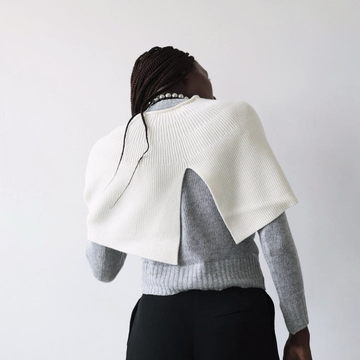 Cream mohair wool knitted cape
