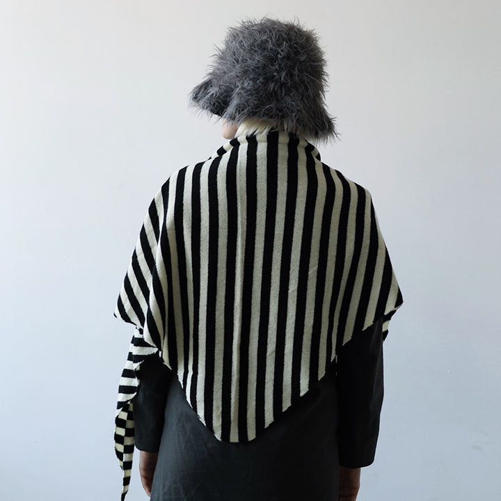 Striped Wool Large Triangle Knitted Scarf