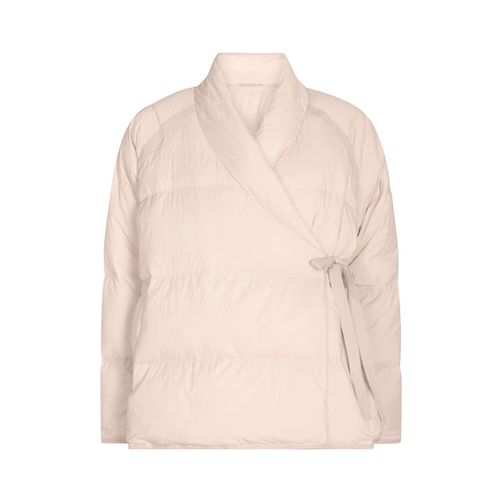 Beige Quilted Wrap Down Jacket