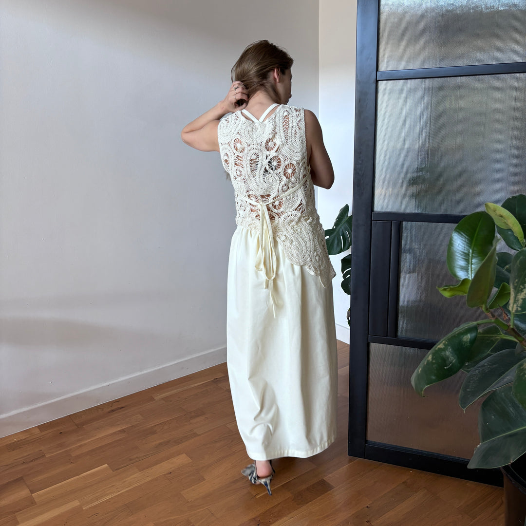 Cream crochet maxi cotton dress