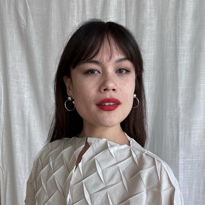 Cream Chevron Pleated Blouse