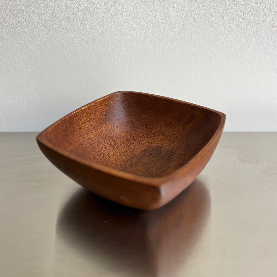 Walnut wood square hand carved bowl