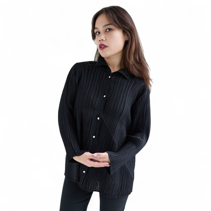 Black Multi Way Pleated Blouse