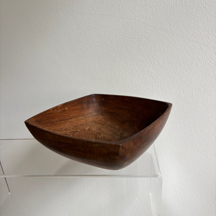 Walnut wood square hand carved bowl