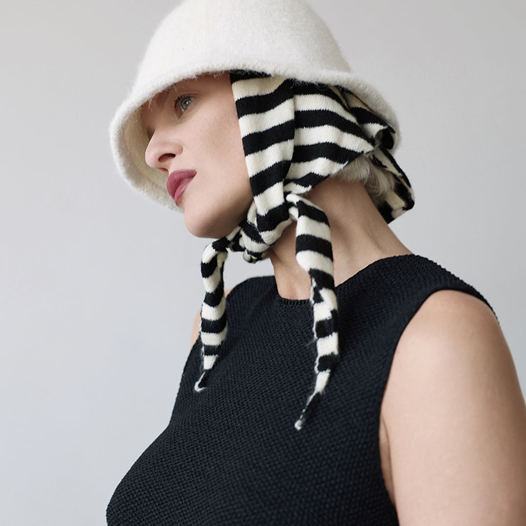 White wool cloche bucket hat