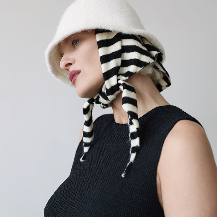 White wool cloche bucket hat