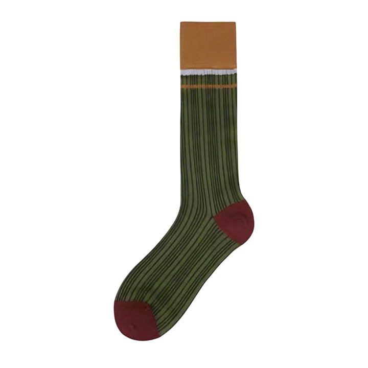 Color Block Green Orange Thin Socks