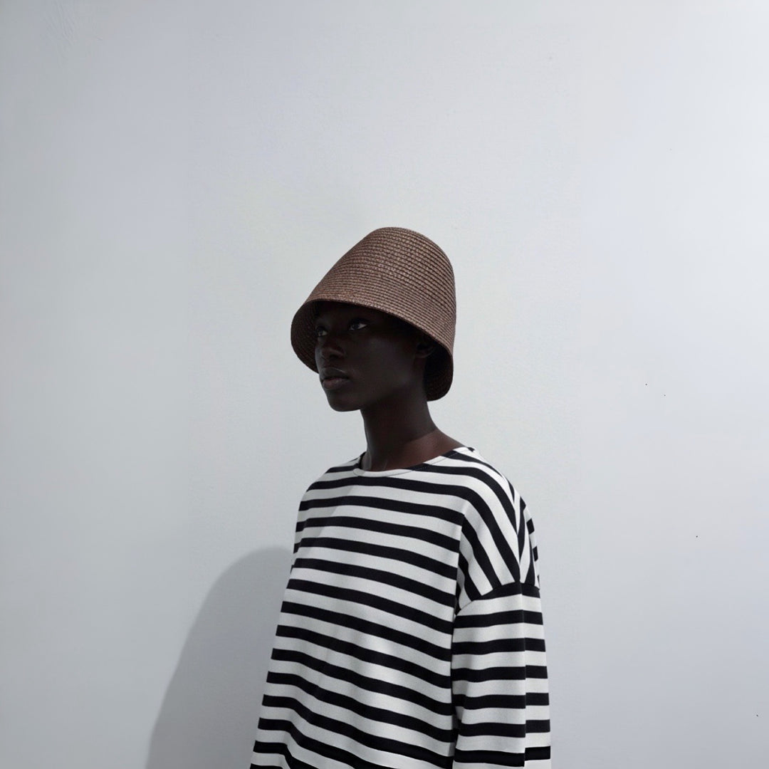 Woven Straw Lamp Bucket Hat