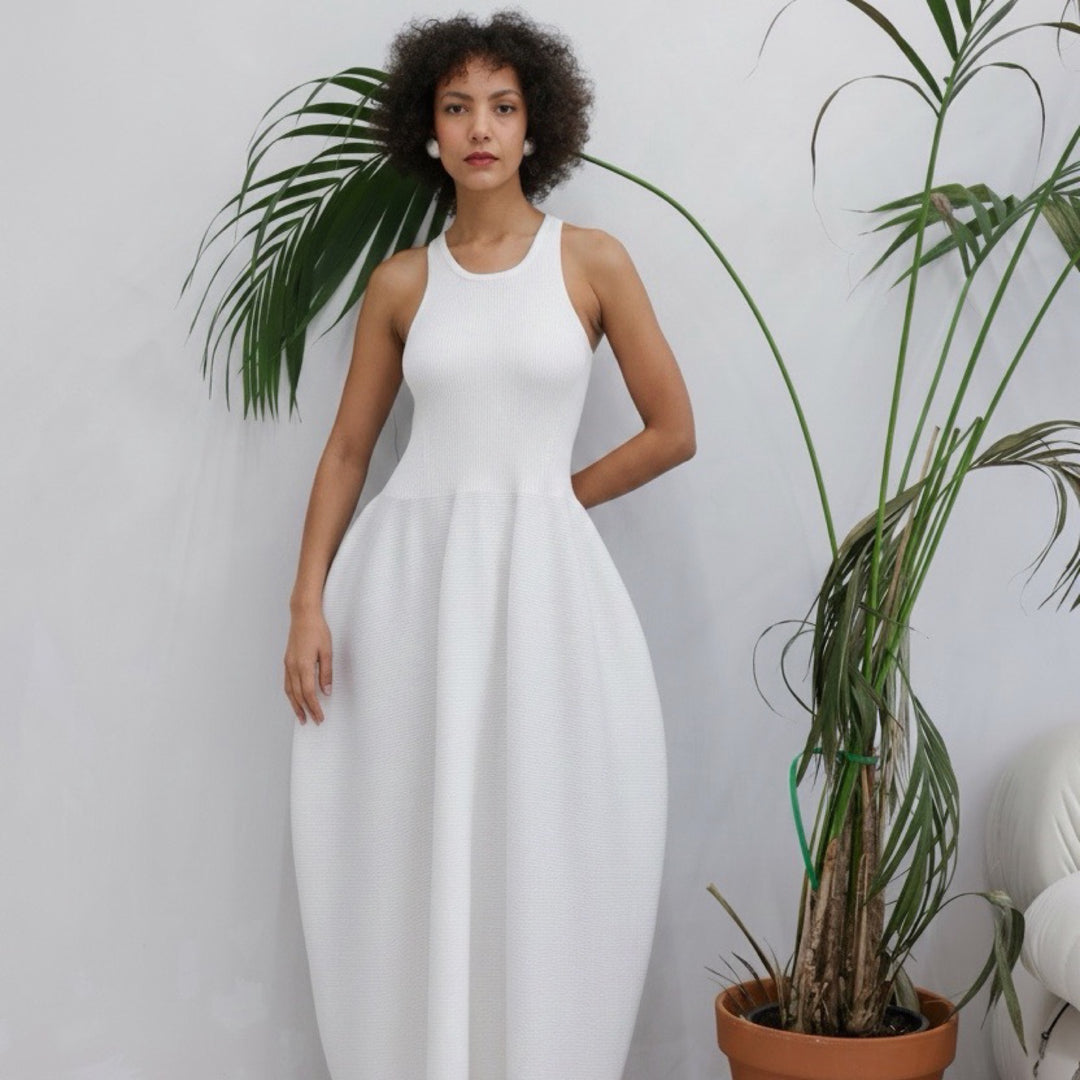 White Knitted Maxi Dress