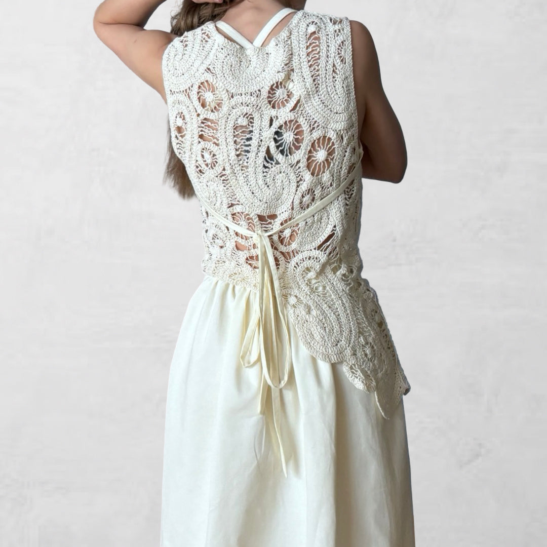 Cream crochet maxi cotton dress