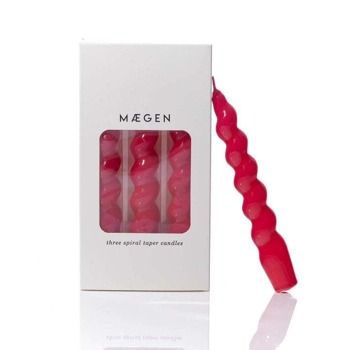 MÆGEN Spiral Taper Candles 3 Pack in Magenta