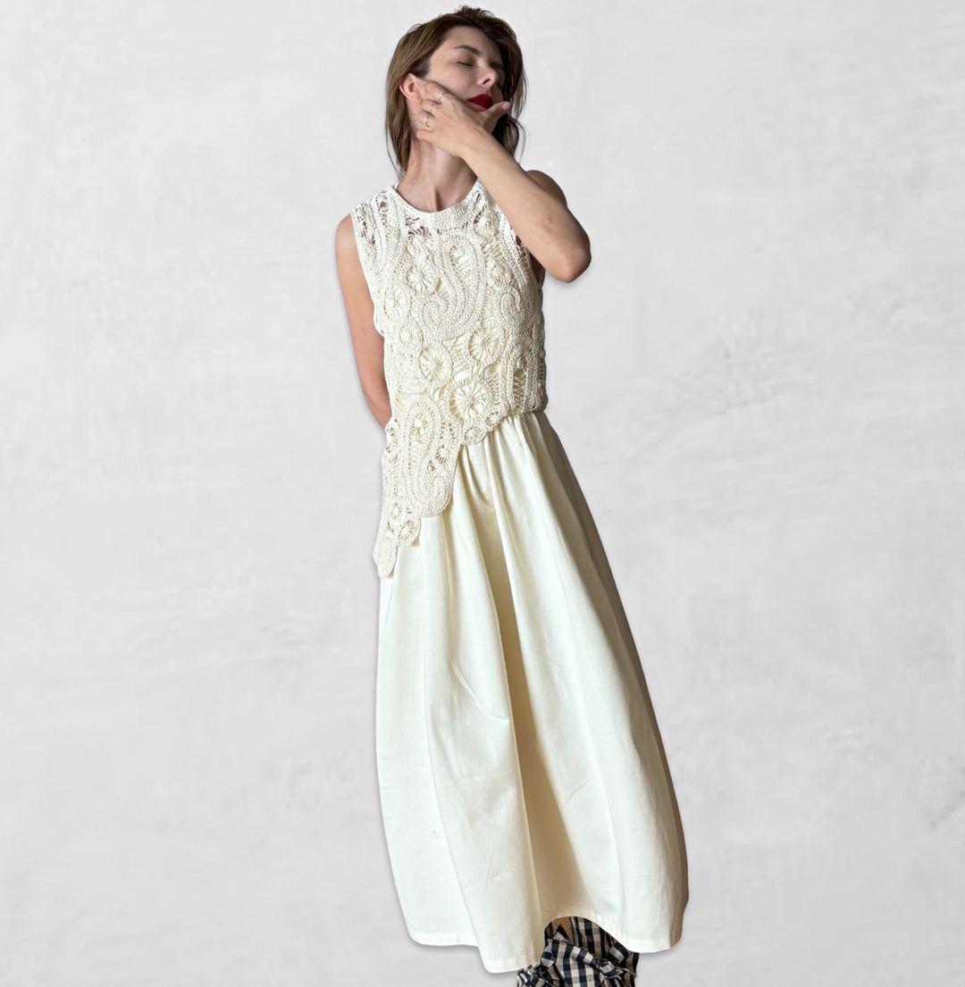 Cream crochet maxi cotton dress