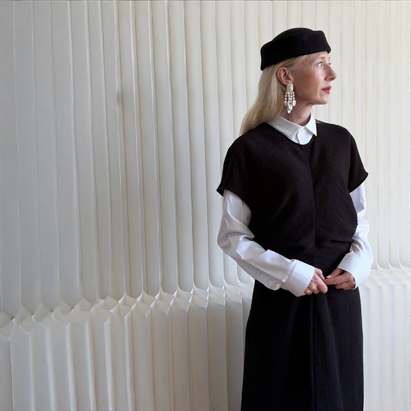 Black Crinkled A Line Dress