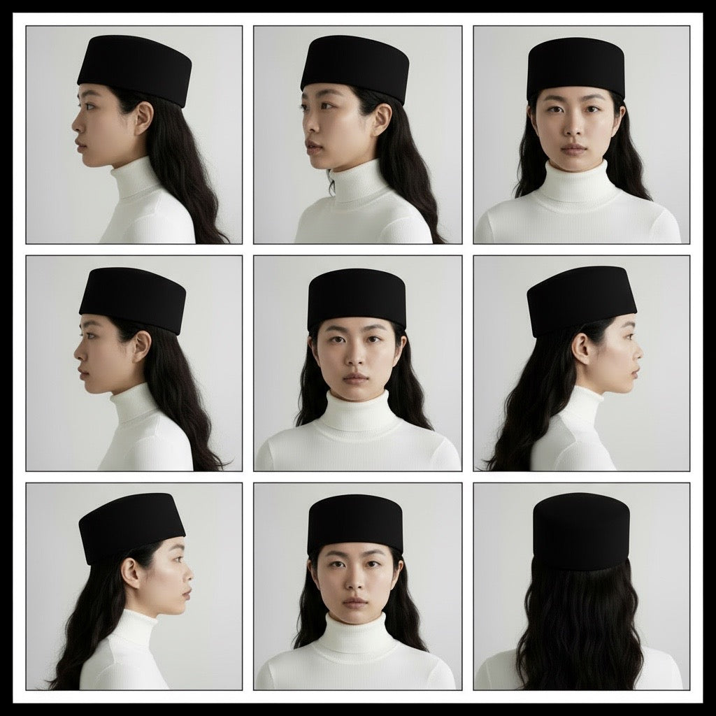 Black wool pillbox hat