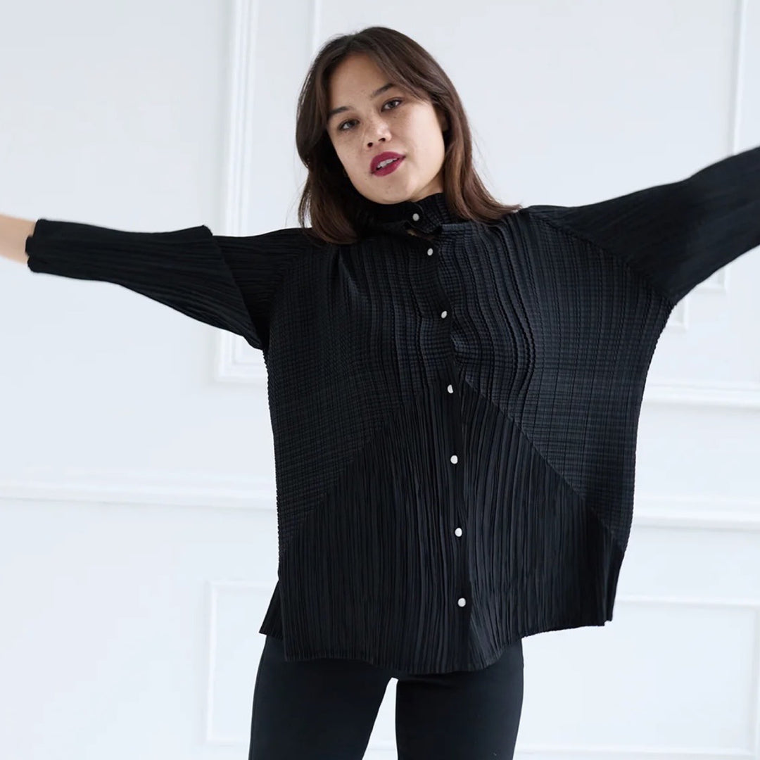 Black Multi Way Pleated Blouse