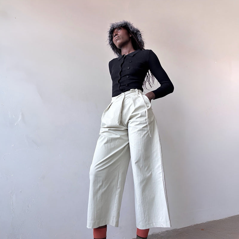Light Grey Technical Culottes With Wrap Detail