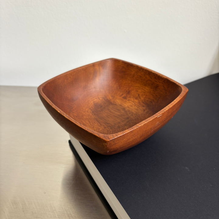 Walnut wood square hand carved bowl