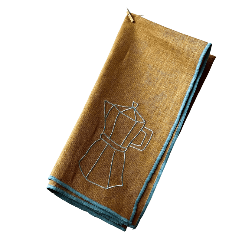 MÆGEN Set of Two Linen Blend Napkins Cafetiere Embroidery