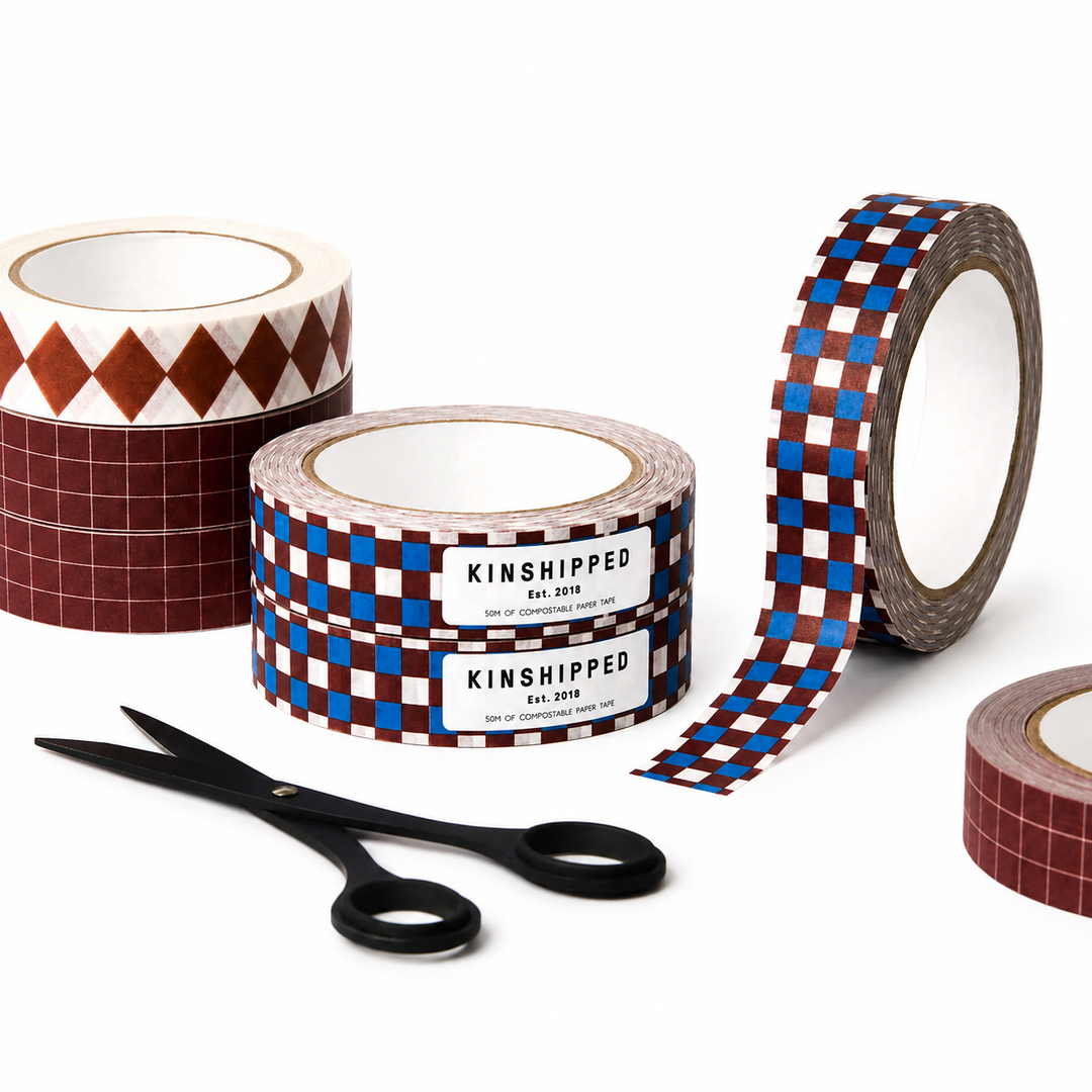 Blue/Russet Brugge Tile Paper Tape - by Kinshipped