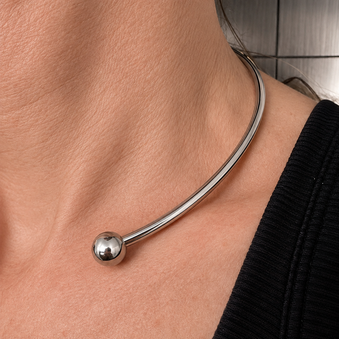 Stainless Steel Solid Ball Necklace