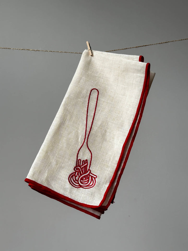 Linen Blend Napkins - Spaghetti Embroidery (Set of 2)